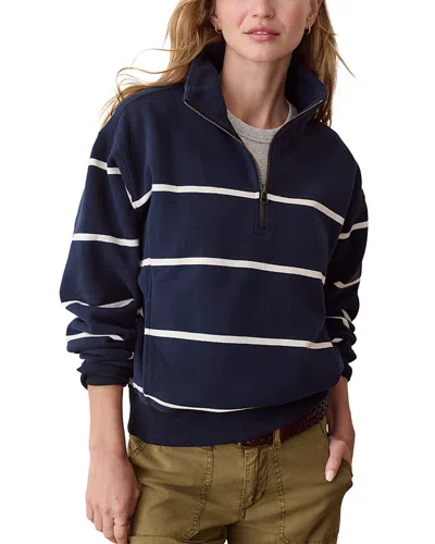 Marine Layer Cloud 9 Cotton Blend Fleece Half Zip Sweatshirt In Blue
