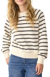 Marine Layer Cloud 9 Fleece Stripe Reversible Sweatshirt In White