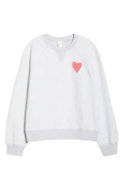 Marine Layer Cloud 9 Heart Appliqué Reversible Fleece Sweatshirt In Gray