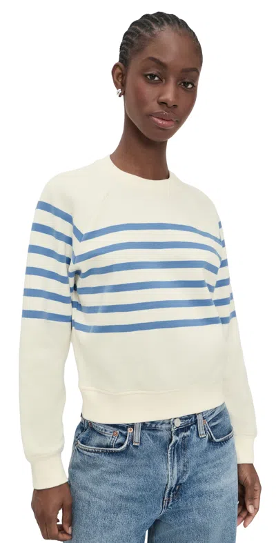 Marine Layer Cloud 9 Fleece Raglan Oversized Crewneck Sweatshirt In White