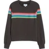 Marine Layer Cloud 9 Stripe Cotton Blend Sweatshirt In Black