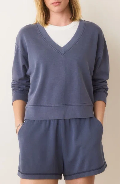 Marine Layer Cloud 9 V-neck Sweatshirt In Faded Indigo