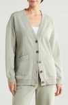 Marine Layer Cloud Nine Cotton Blend Fleece Cardigan In Shadow