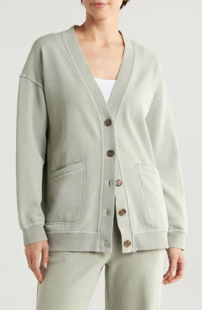 Marine Layer Cloud Nine Cotton Blend Fleece Cardigan In Shadow