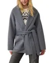 Marine Layer Colette Belted Wool Blend Jacket In Gray
