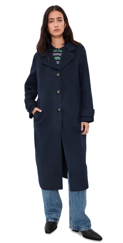 Marine Layer Colette Wool Topcoat Navy Heather
