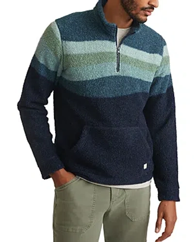 Marine Layer Colorblocked Sherpa Pullover In Blue Wave