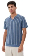 Marine Layer Conrad Sweater Polo Azure Stripe