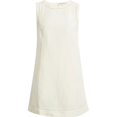 Marine Layer Cora Ladder Stitch Detail Linen Blend Minidress In White