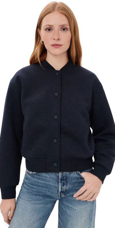 Marine Layer Corbet Quilted Bomber Jacket Navy Heather In Blue