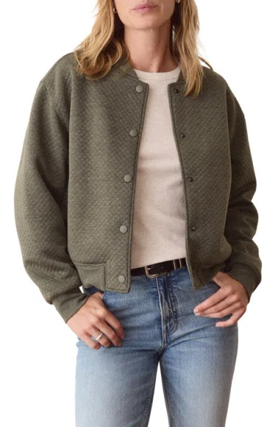 Marine Layer Corbet Quilted Bomber Jacket In Olive Heather