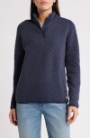 Marine Layer Corbet Quilted Half Zip Pullover In Navy Heather
