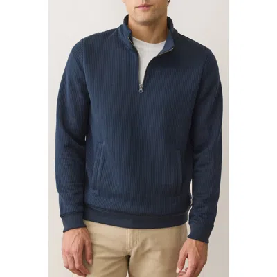 Marine Layer Corbet Quilted Quarter Zip Sweatshirt In Blue