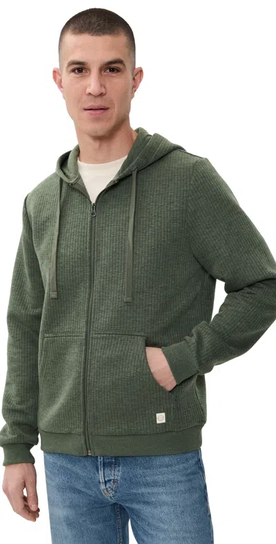 Marine Layer Corbet Quilted Zip Hoodie Olive In Green