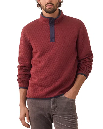 Marine Layer Corbet Reversible Quarter Snap Sweatshirt In Cabernet Heather/ Oatmeal