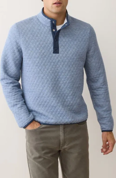 Marine Layer Corbet Reversible Quilted Snap Placket Sweatshirt In Blue