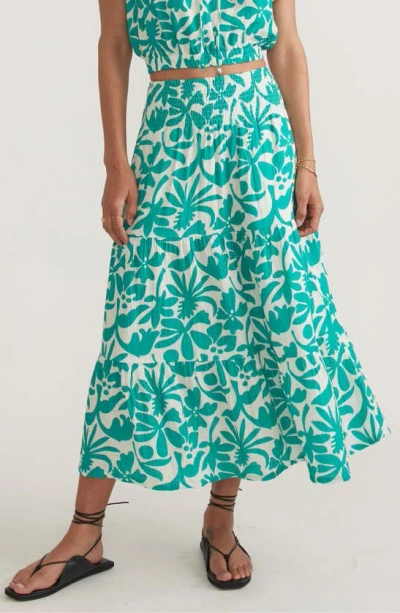 Marine Layer Corinne Floral Double Cloth Maxi Skirt In Slushy Tropicali