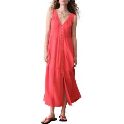 Marine Layer Corinne Sleeveless Organic Cotton Gauze Maxi Dress In Pink
