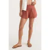 Marine Layer Corinne Smocked Double Cloth Cotton Shorts In Rust