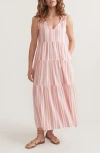 Marine Layer Corinne Stripe Sleeveless Maxi Dress In Pink Dobby