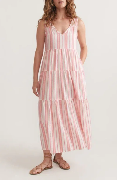 Marine Layer Corinne Stripe Sleeveless Maxi Dress In Pink Dobby