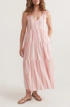 Marine Layer Corinne Stripe Sleeveless Maxi Dress In Pink Dobby