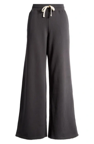 Marine Layer Cotton Blend Wide Leg Sweatpants In Black