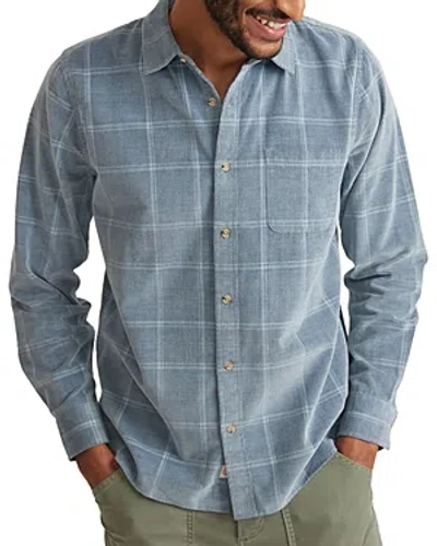 Marine Layer Cotton Corduroy Plaid Standard Fit Button Down Shirt In Indigo Plaid