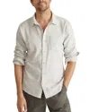 Marine Layer Cotton Stretch Stripe Regular Fit Button Down Selvage Shirt In Gray