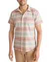Marine Layer Cotton Stretch Stripe Regular Fit Button Down Selvage Shirt In Warm Baja