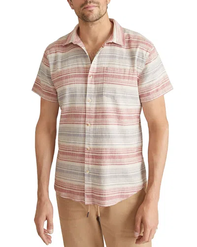 Marine Layer Cotton Stretch Stripe Regular Fit Button Down Selvage Shirt In Warm Baja