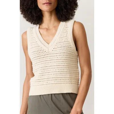 Marine Layer Crochet V-neck Jumper Waistcoat In Cream