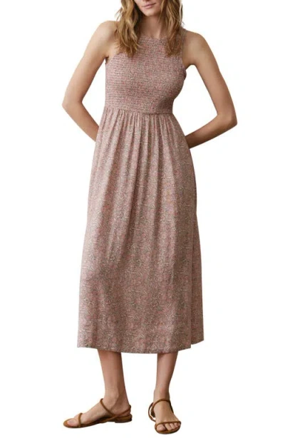 Marine Layer Darcy Floral Smock Midi Dress In Pink