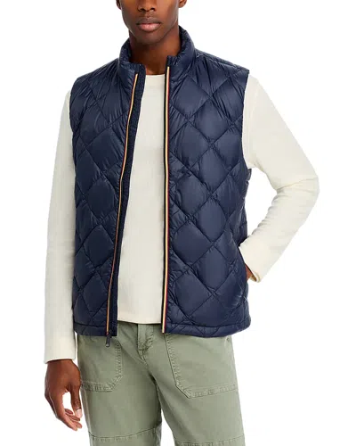 Marine Layer Diamond Regular Fit Quilted Vest In Navy