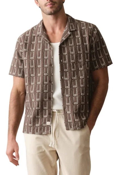 Marine Layer Patterned Dobby Resort Shirt In Brown