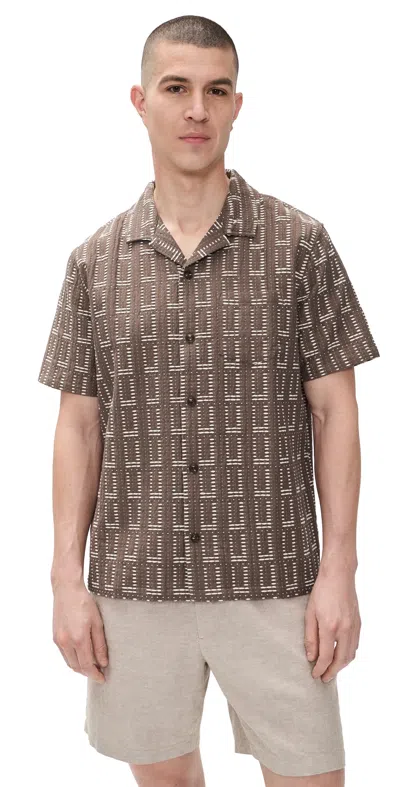 Marine Layer Dobby Resort Shirt Brown