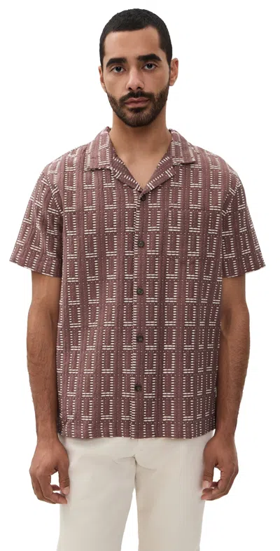 MARINE LAYER DOBBY RESORT SHIRT WITHERED ROSE
