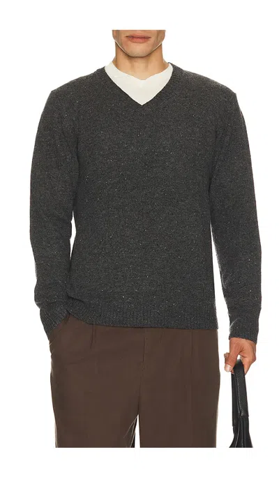 Marine Layer Donegal V Neck Sweater In Gray