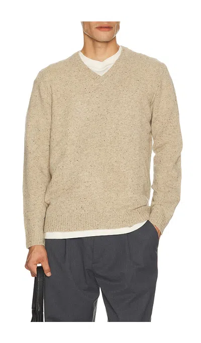 Marine Layer Donegal V Neck Sweater In Neutral