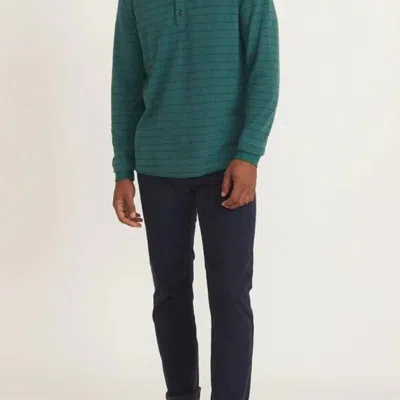 Marine Layer Double Knit Ls Henley In Green