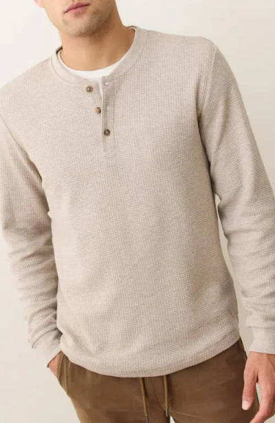 Marine Layer Double Knit Waffle Henley In Brown