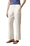 Marine Layer Drawstring Linen Blend Pants In White