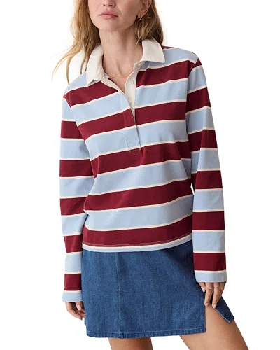 Marine Layer Dream Cotton Rugby Tee In Sky  Cabernet