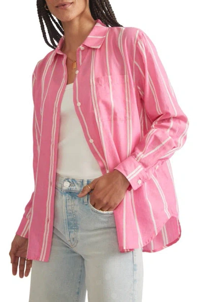 Marine Layer Easy Stripe Button-down Shirt In Pink Stripe