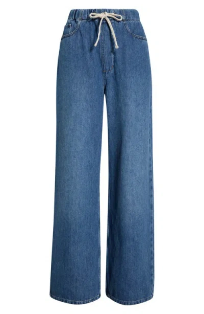 Marine Layer Ella Wide Leg Denim Pants In Blue