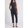 Marine Layer Eloise Belted Sleeveless Jumpsuit In Black