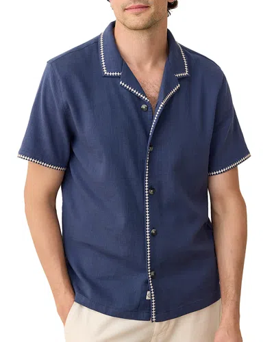 Marine Layer Embroidered Camp Shirt In Blue
