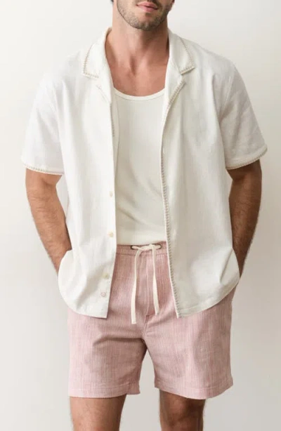 Marine Layer Embroidered Camp Shirt In White