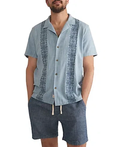 Marine Layer Embroidered Resort Shirt In Mid Blue