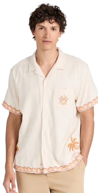 Marine Layer Embroidered Resort Shirt Natural/coral